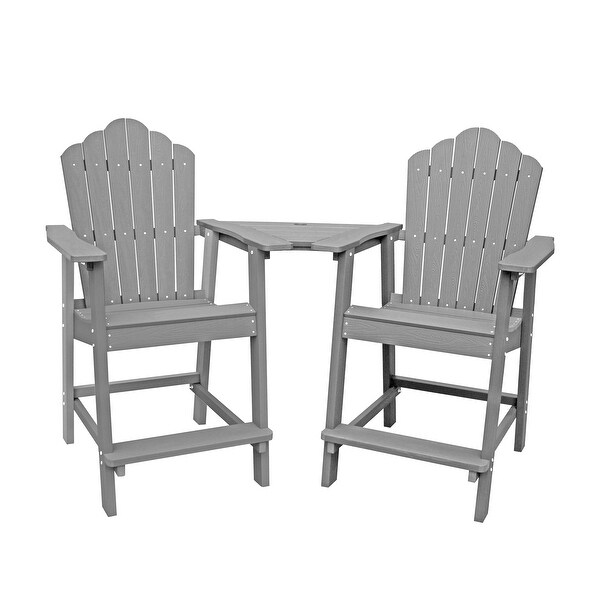 Patio Tall Adirondack Chair Set with Connecting Tray (Set of 2)