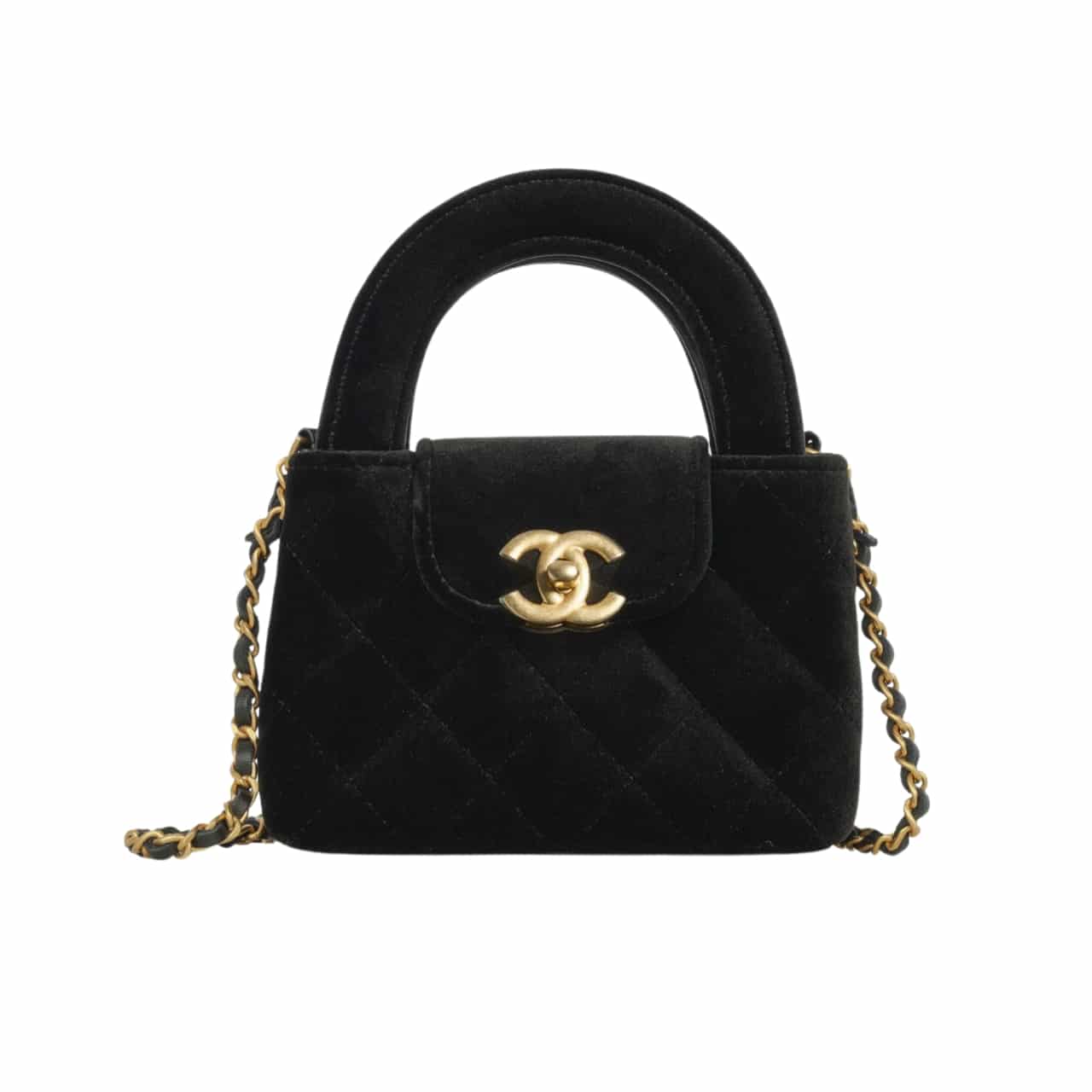 Chanel Velvet Nano Kelly Re Edition Black 13Cm/5.1in