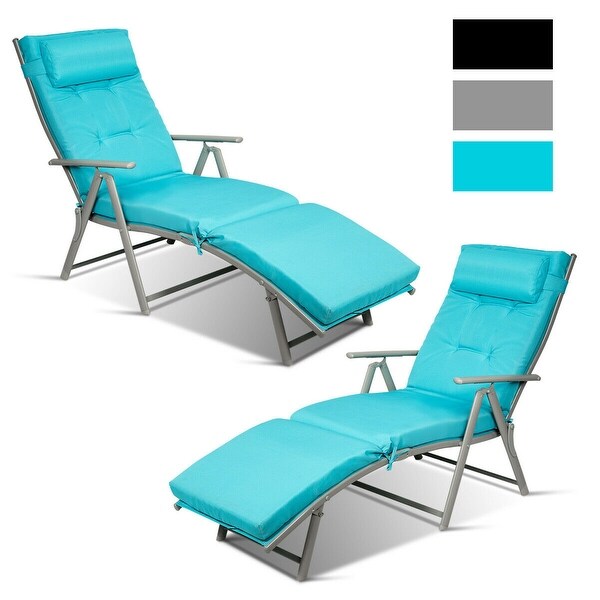 Costway 2PC Folding Chaise Lounge Chair with Cushion