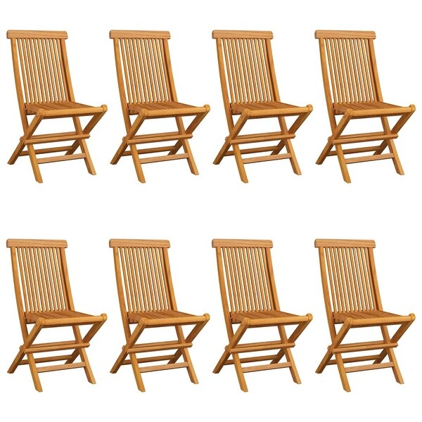 vidaXL Patio Chairs with Cream White Cushions 8 pcs Solid Teak Wood
