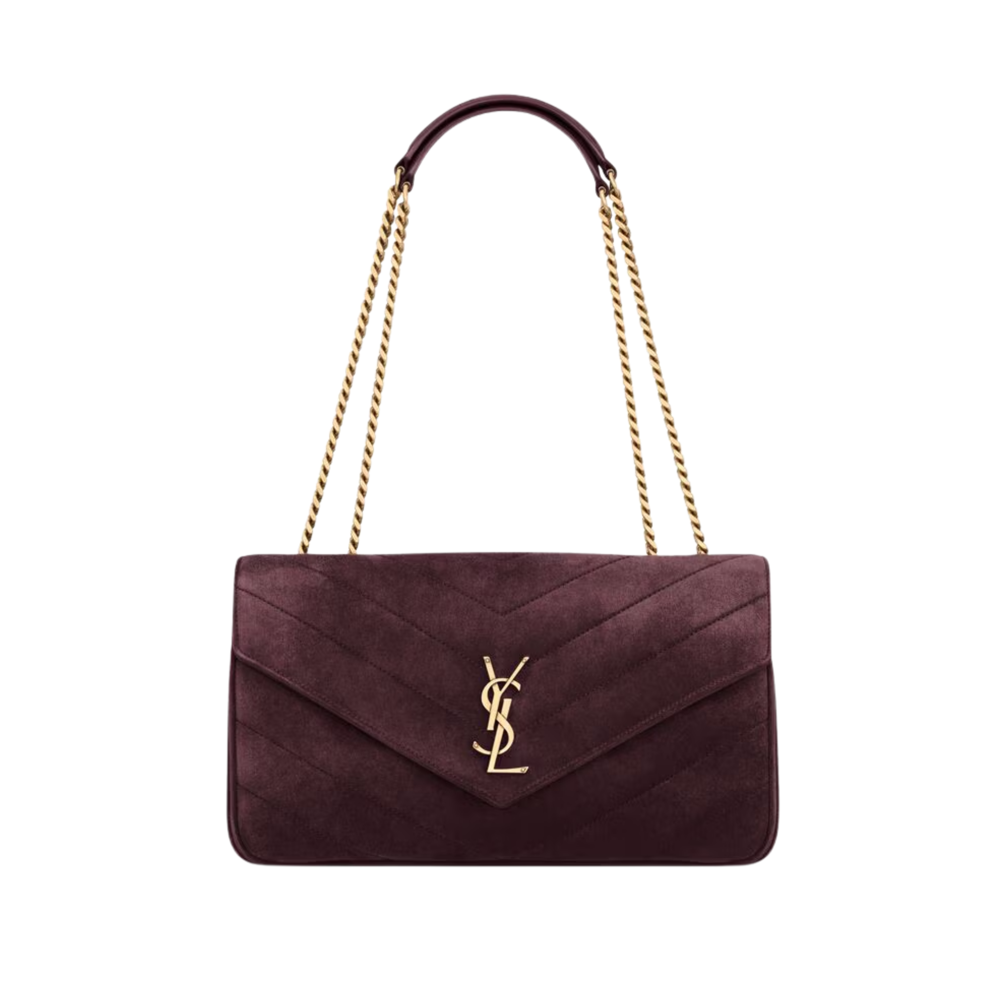 Saint Laurent Loulou Deep Wine Chevron Bag 29cm/11.4in