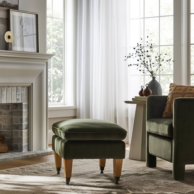 Talbert Ottoman Olive Velvet Designed With Studio Mcgee