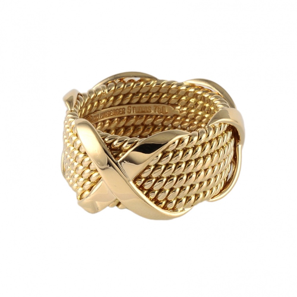 Tiffany & Co. Schlumberger 6 Row Rope Ring 18K Yellow Gold