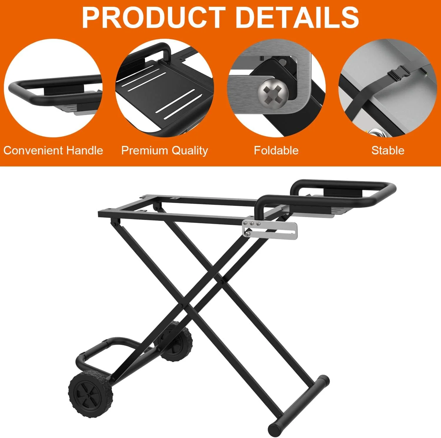 Portable Grill Cart for Blackstone 17 Inch & 22 Inch Table Top Griddles - Folding Cart Griddle Stand with Side Shelf