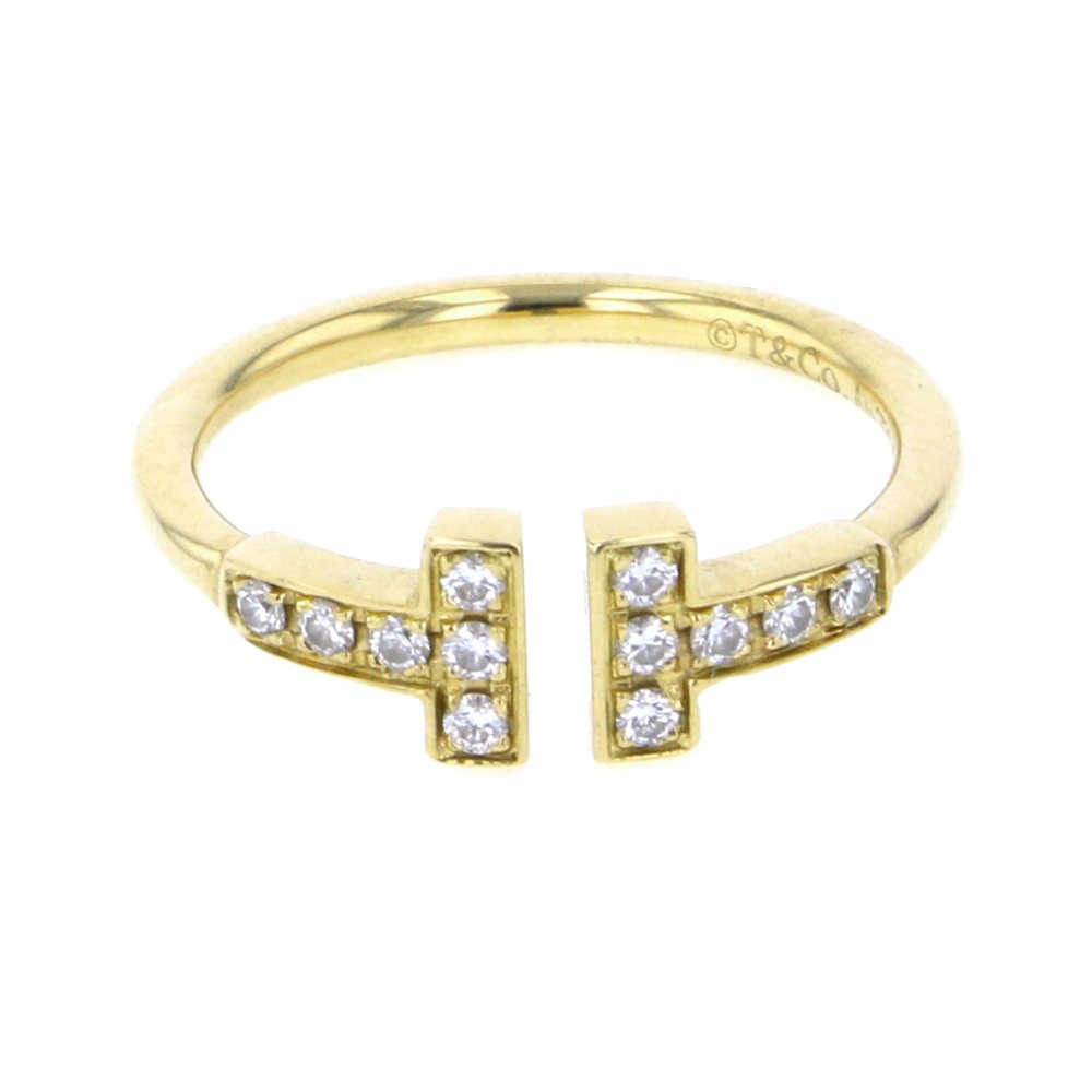 Tiffany & Co. Tiffany T Wire Ring 18K Yellow Gold Diamond