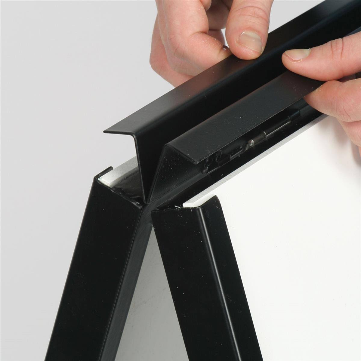 Double-Sided Sidewalk Sign w/ Hinged Top u0026 Black Metal Frame