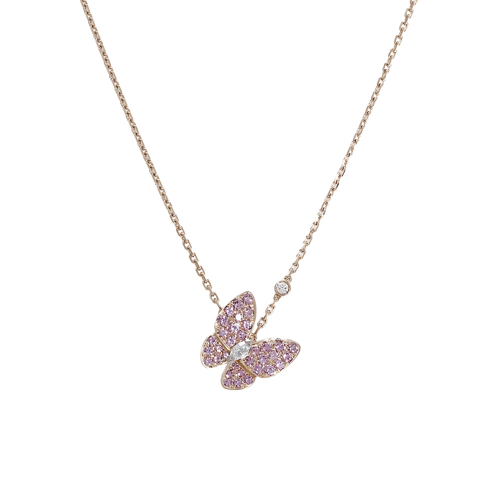 Van Cleef & Arpels Fauna de Papillon Necklace 18K White Gold & 18K Rose Gold VCARO3M200