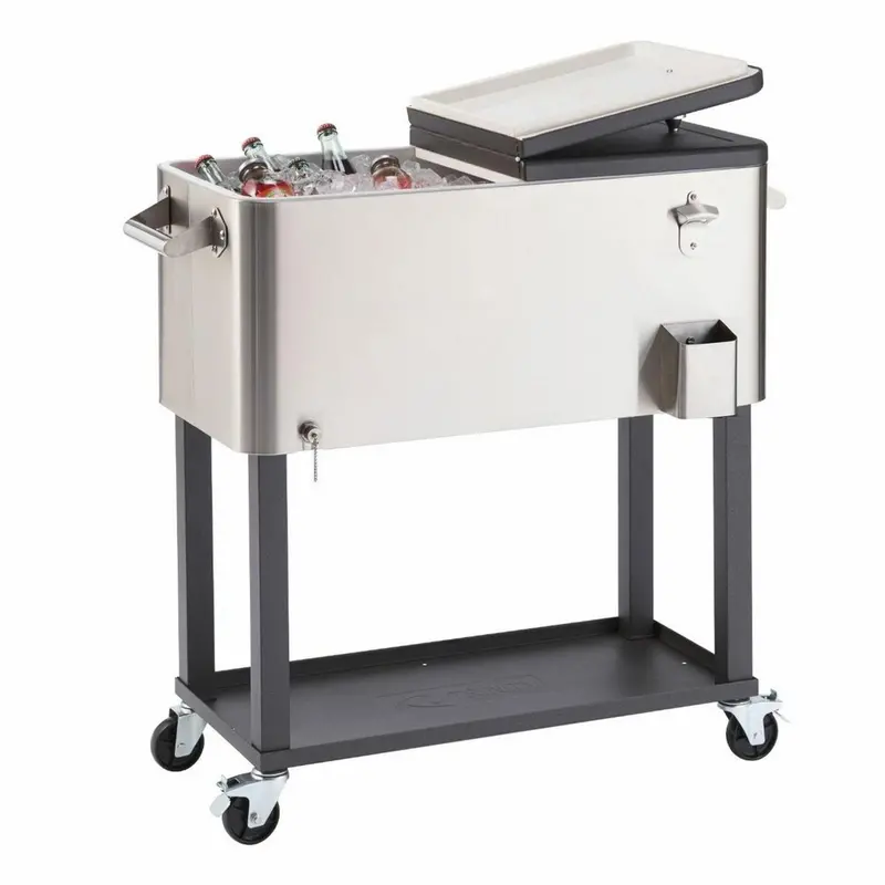 Trinity TXK-0804 Stainless Steel Cooler – 100-Quart, Dark Bronze Finish with Built-In Shelf & Bottle Opener