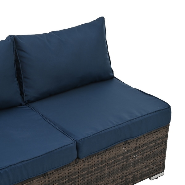 4Piece Patio Conversation Wicker Furniture Set,Sectional Sofa Set with Tempered Glass Coffee Table,Sofa Chair and Ottoman Sets