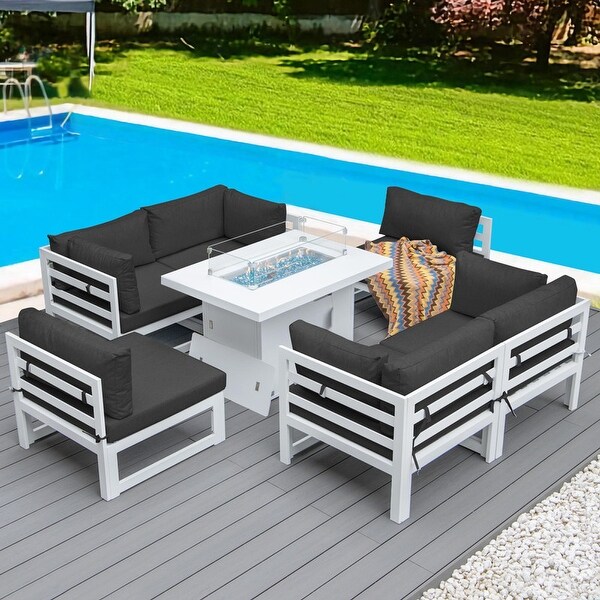 Nicesoul White Aluminum Modern Patio Furniture Sectional Sofa Set with Cushion