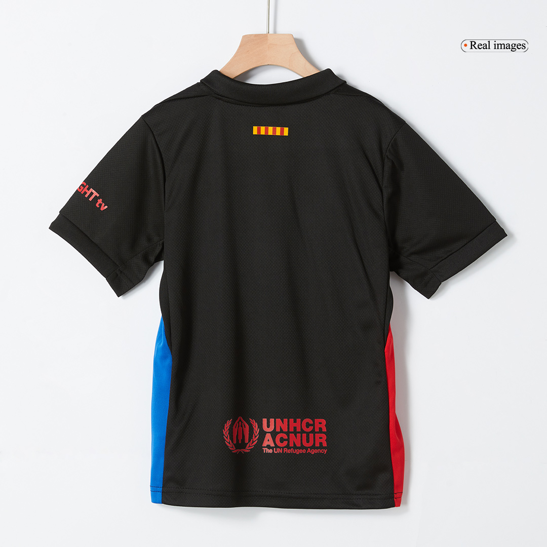 Barcelona Away Kids Soccer Jerseys Kit- Spotify Logo Without Text