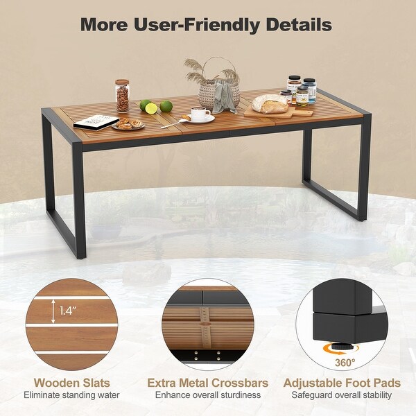 Costway 9 Pieces Patio Rattan Dining Set with Acacia Wood Table,1.9