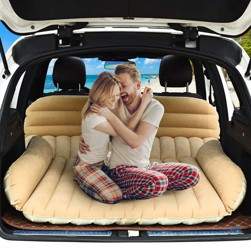SUV Backseat Air Mattress – Inflatable Car Bed with Electric Pump and Soft Flocked Surface