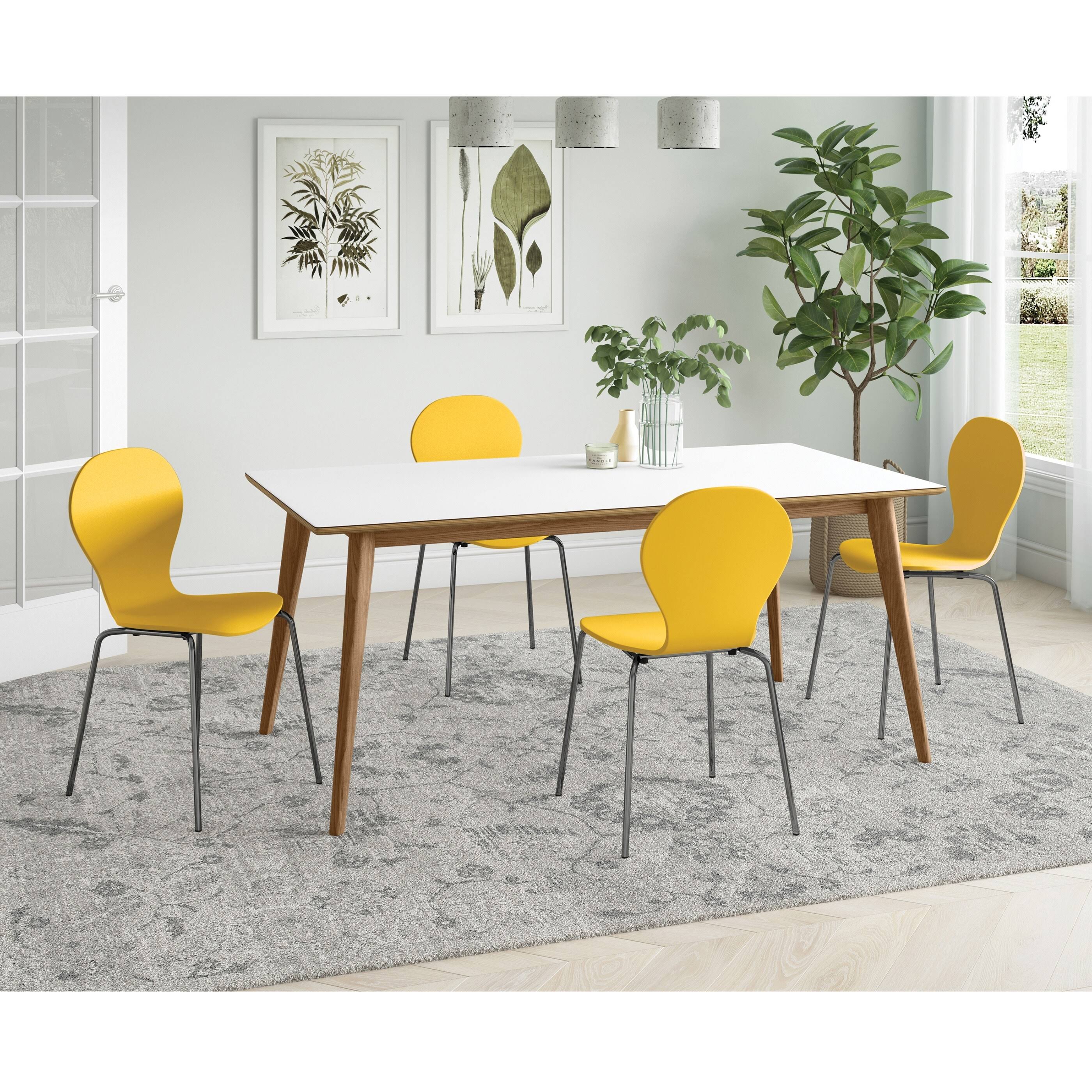 Carson Carrington Flinn Mid Century Modern Armless Dining Chair (Set of 4) - Blue
