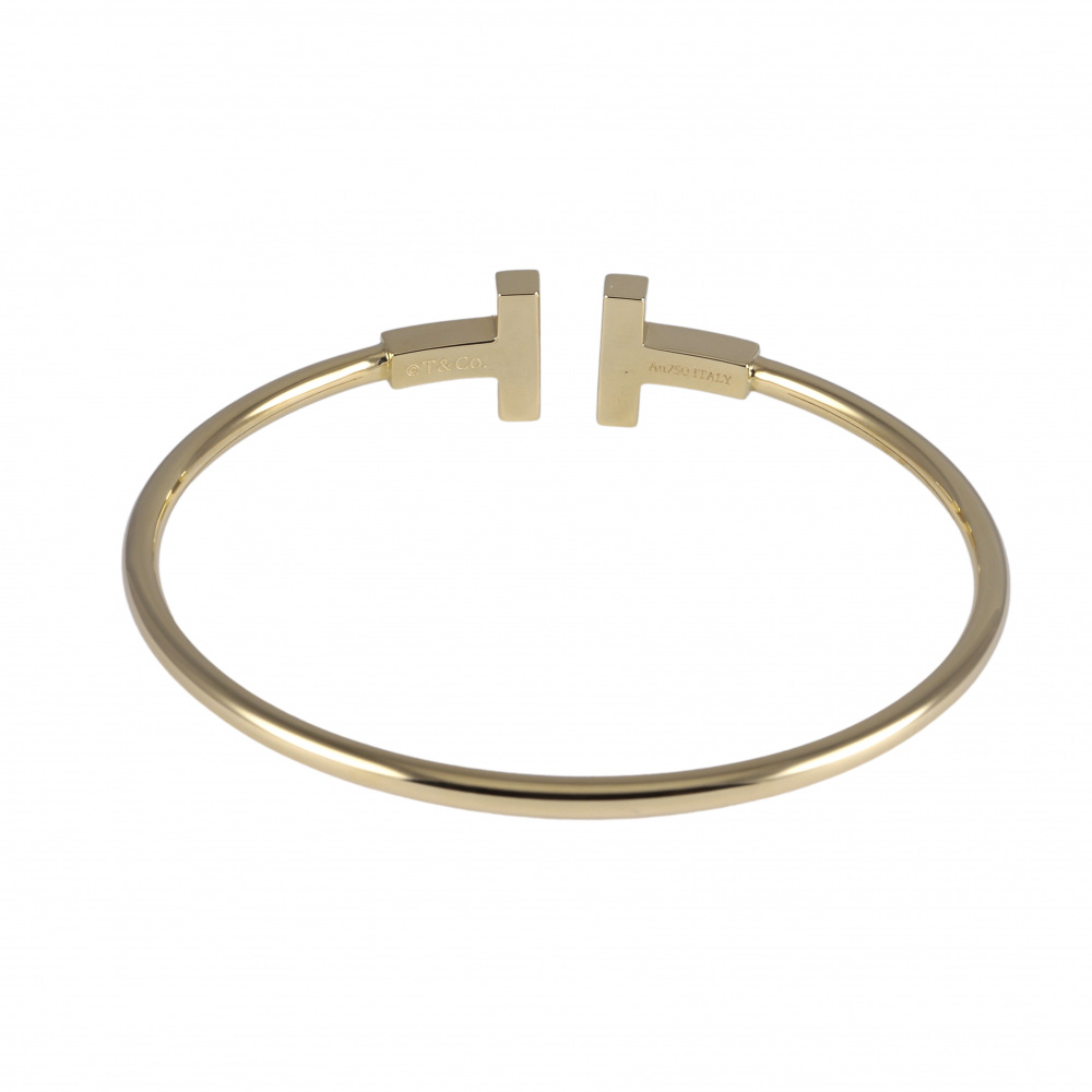 Tiffany & Co. Tiffany T Black Onyx Wire Bracelet 18K Yellow Gold 64028723