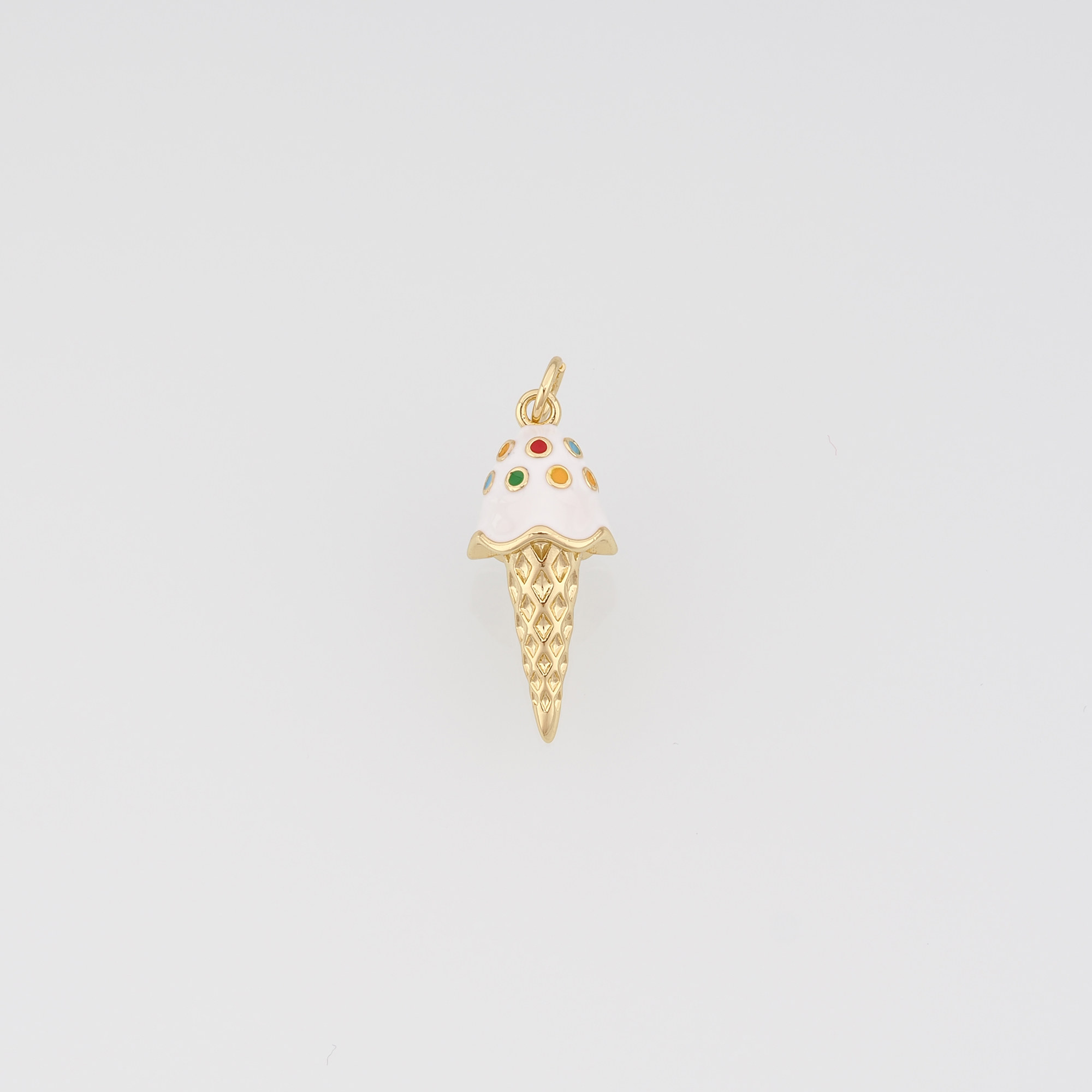18K Gold Filled Ice Cream Pendant,Enamel Ice Cream Charm Earrings Necklace for DIY Jewelry Making Supply