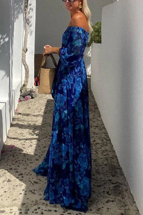 Off Shoulder Floral Maxi Dress | Elegant Belted SwingClistos