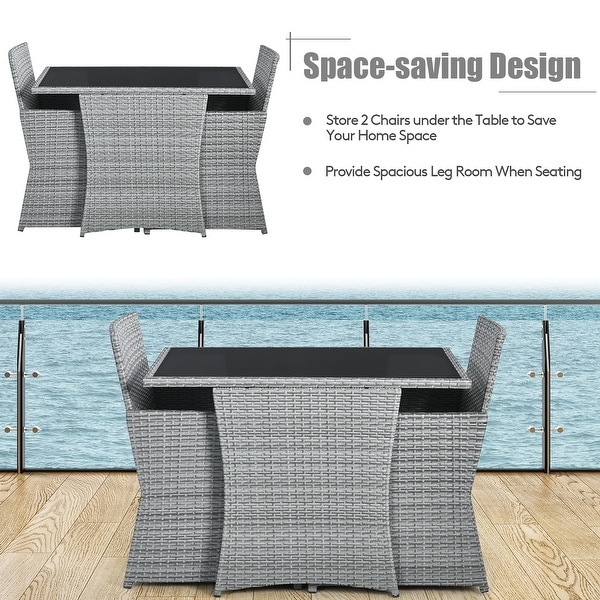 Costway 3PCS Patio Rattan Furniture Set Cushioned Sofa Armrest Garden