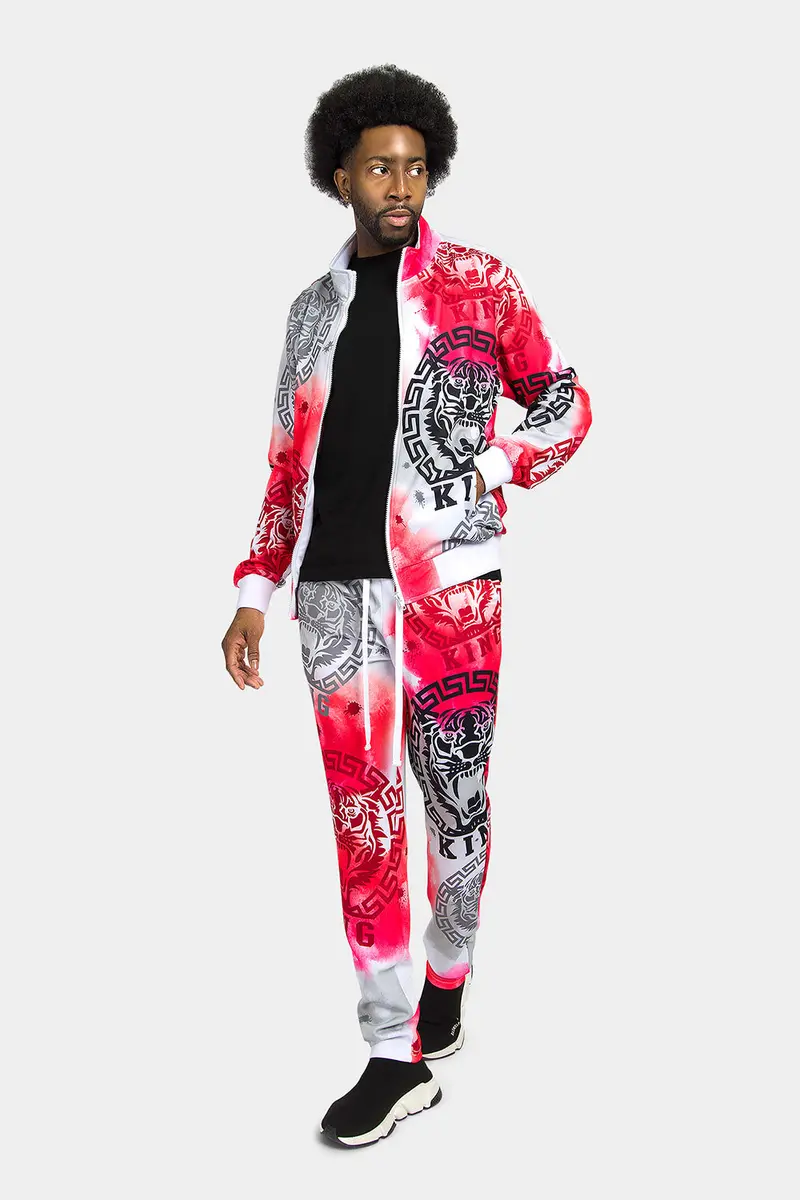 Tie-Dye Tiger King Tracksuit – Psychedelic Fusion of Wildlife Graphics & Swirling Dye Patterns