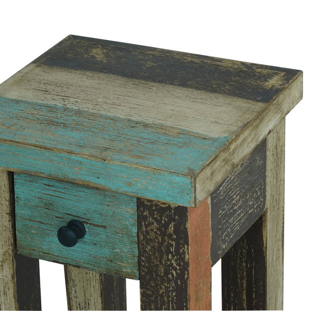 Meader Boho Handmade Distressed Mango Wood End Table Christopher Knight Home