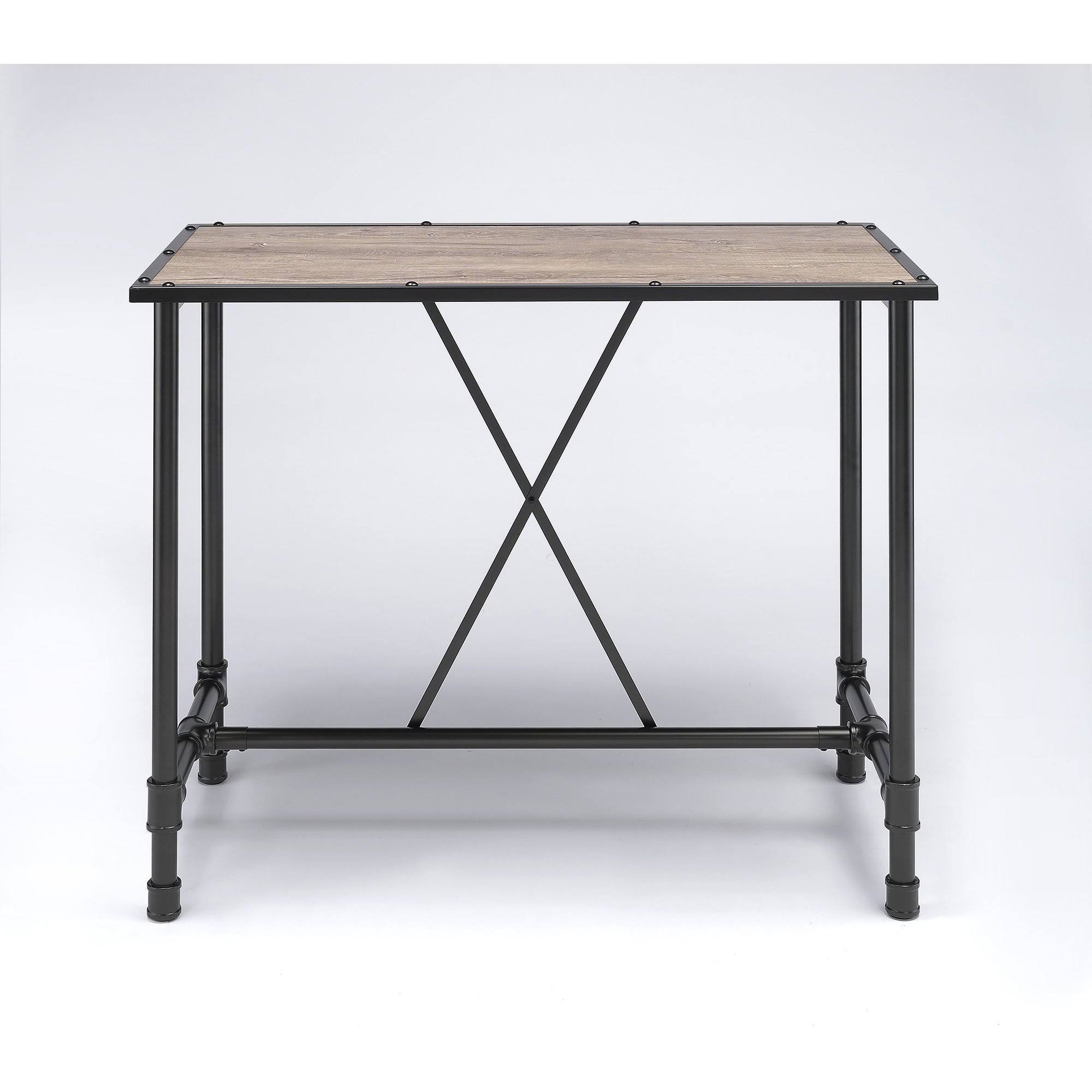 Oak and Black Bar Table