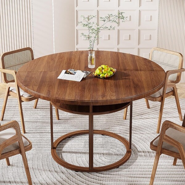 Round Dining Table with Storage for Dinig Room,Kitchen