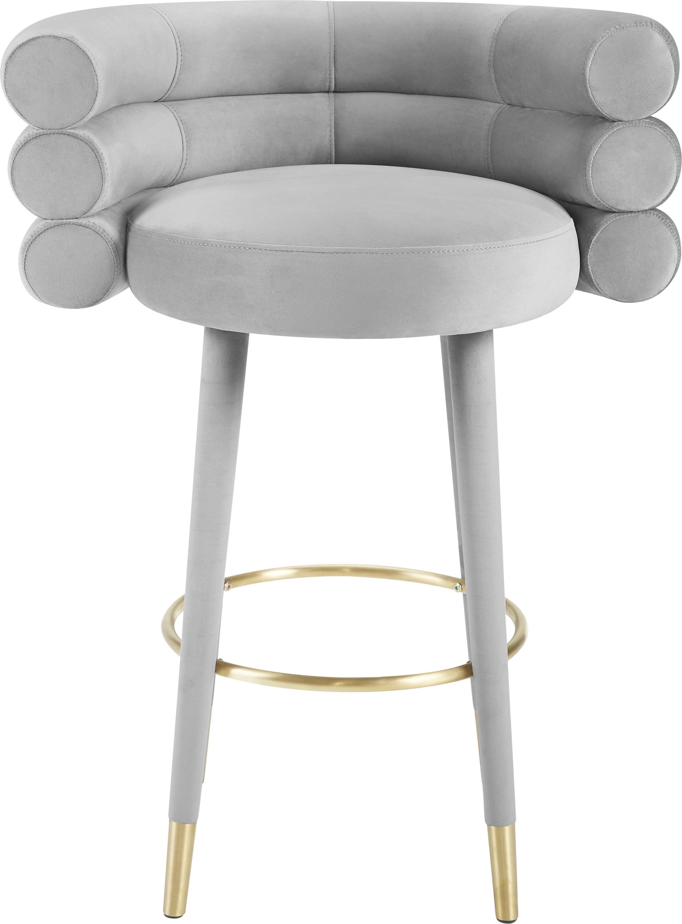TOV Furniture Betty Grey Velvet Barstool