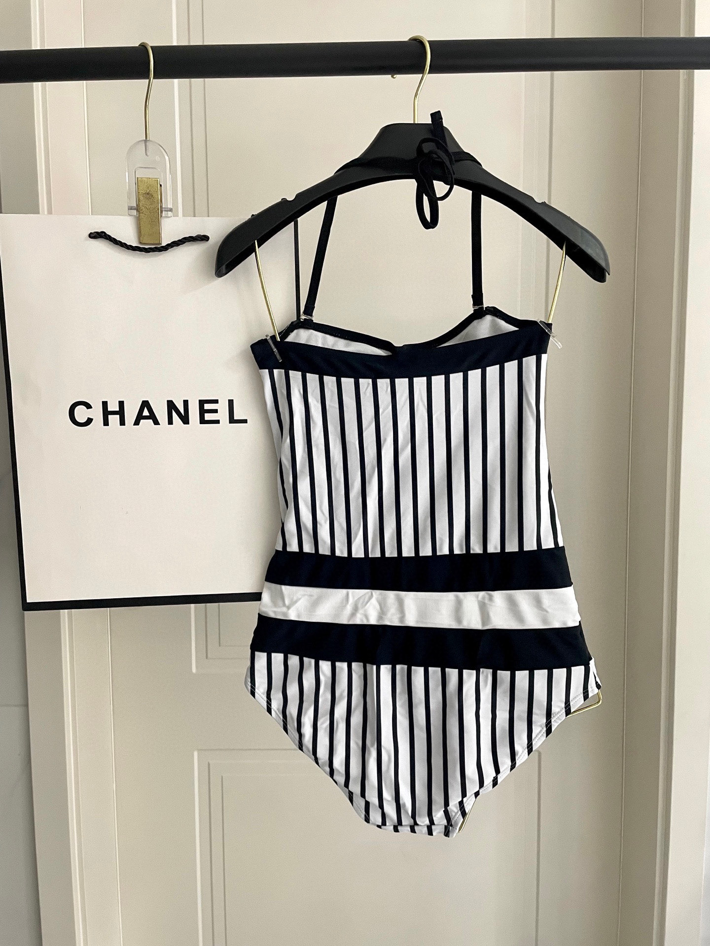 Chanel striped one-piece swimsuit - cnluxepick