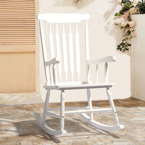 Single Solid Wood Patio Rocking Chair