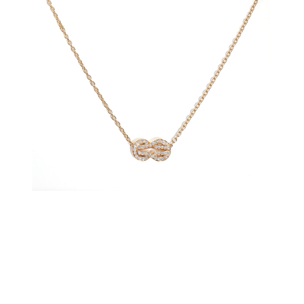 FRED Chance Amphini Full Diamond Necklace 18K Rose Gold 7B0223