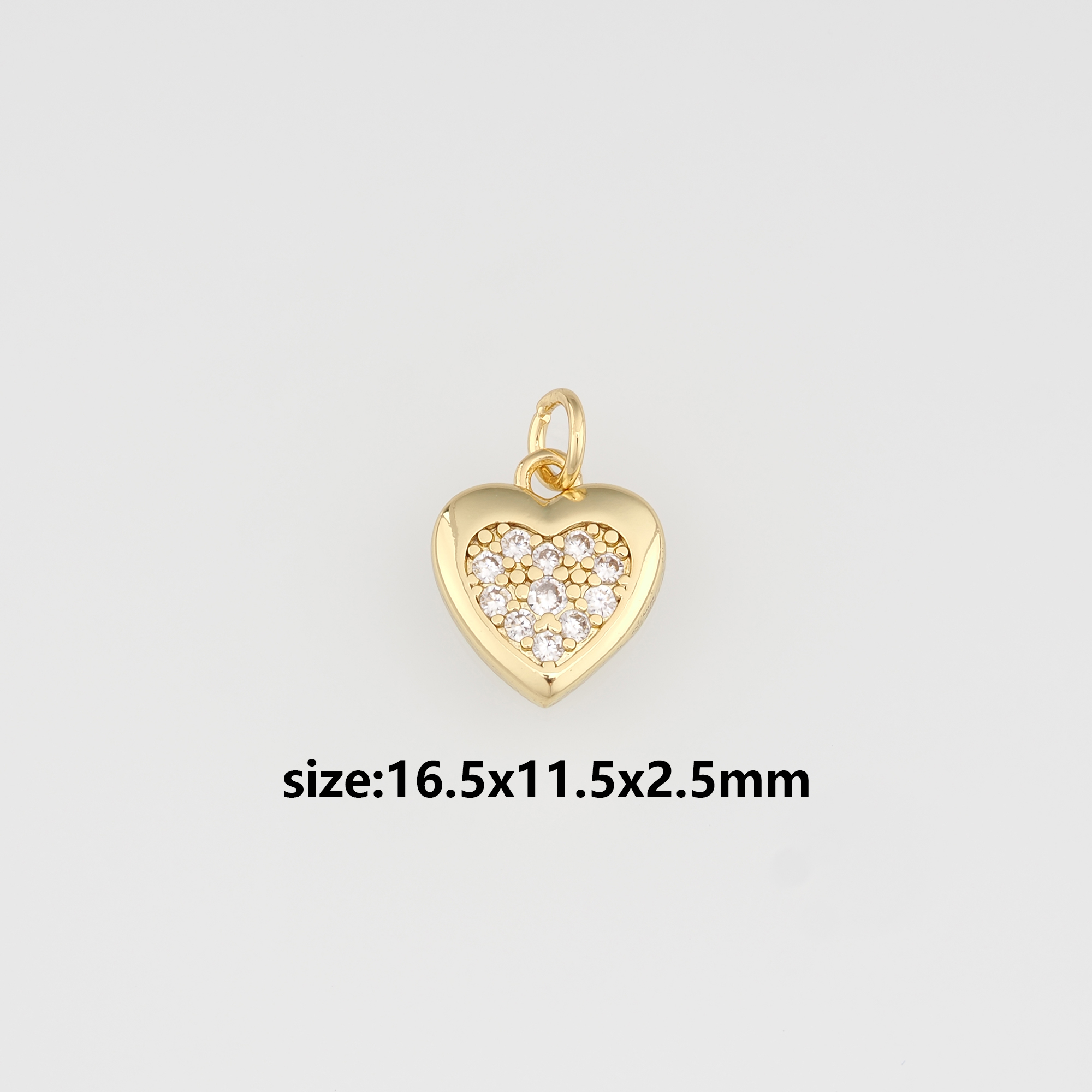 18K Gold Filled Heart Pendant,CZ Micro Pave Heart Charm Earrings Necklace for DIY Jewelry Making Supply