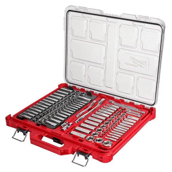 Milwaukee 48-22-9486 1/4′′-3/8′′ Ratchet Socket Set w/ PACKOUT Case – 106pc