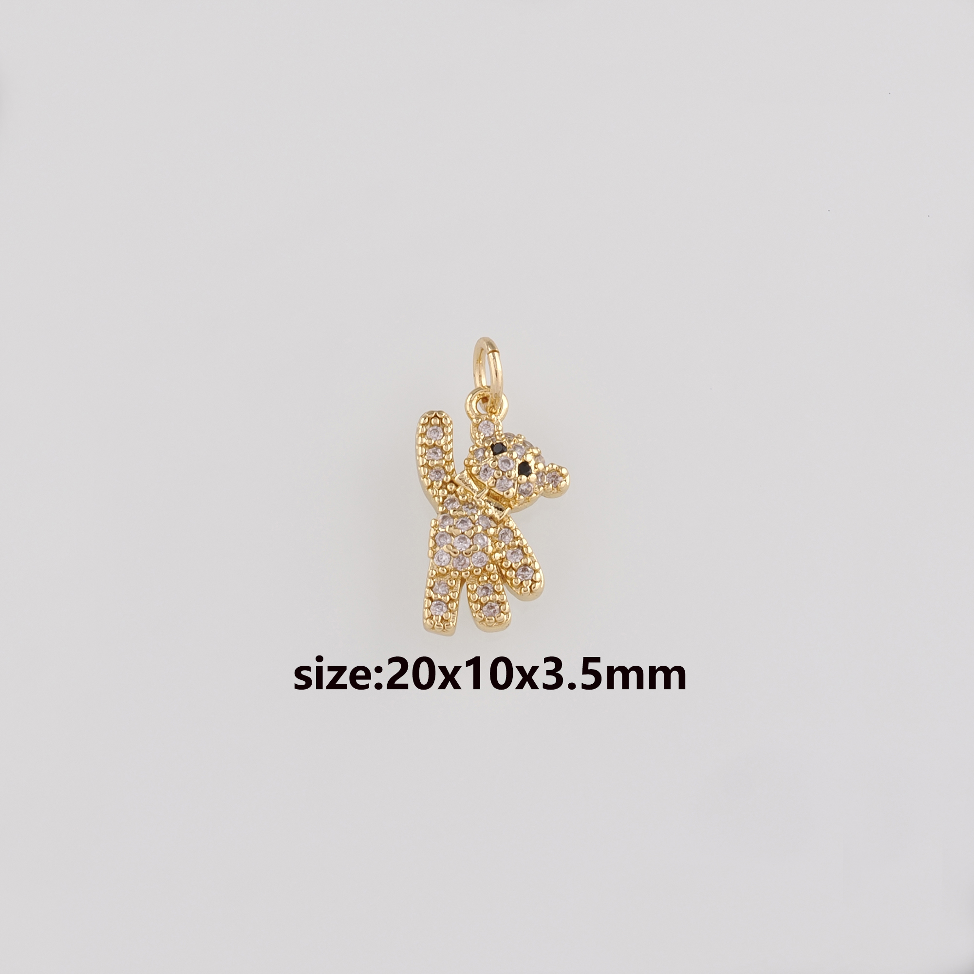 18K Gold Filled Bear Pendant,CZ Micro Pave Bear Charm Earrings Necklace for DIY Jewelry Making Supply
