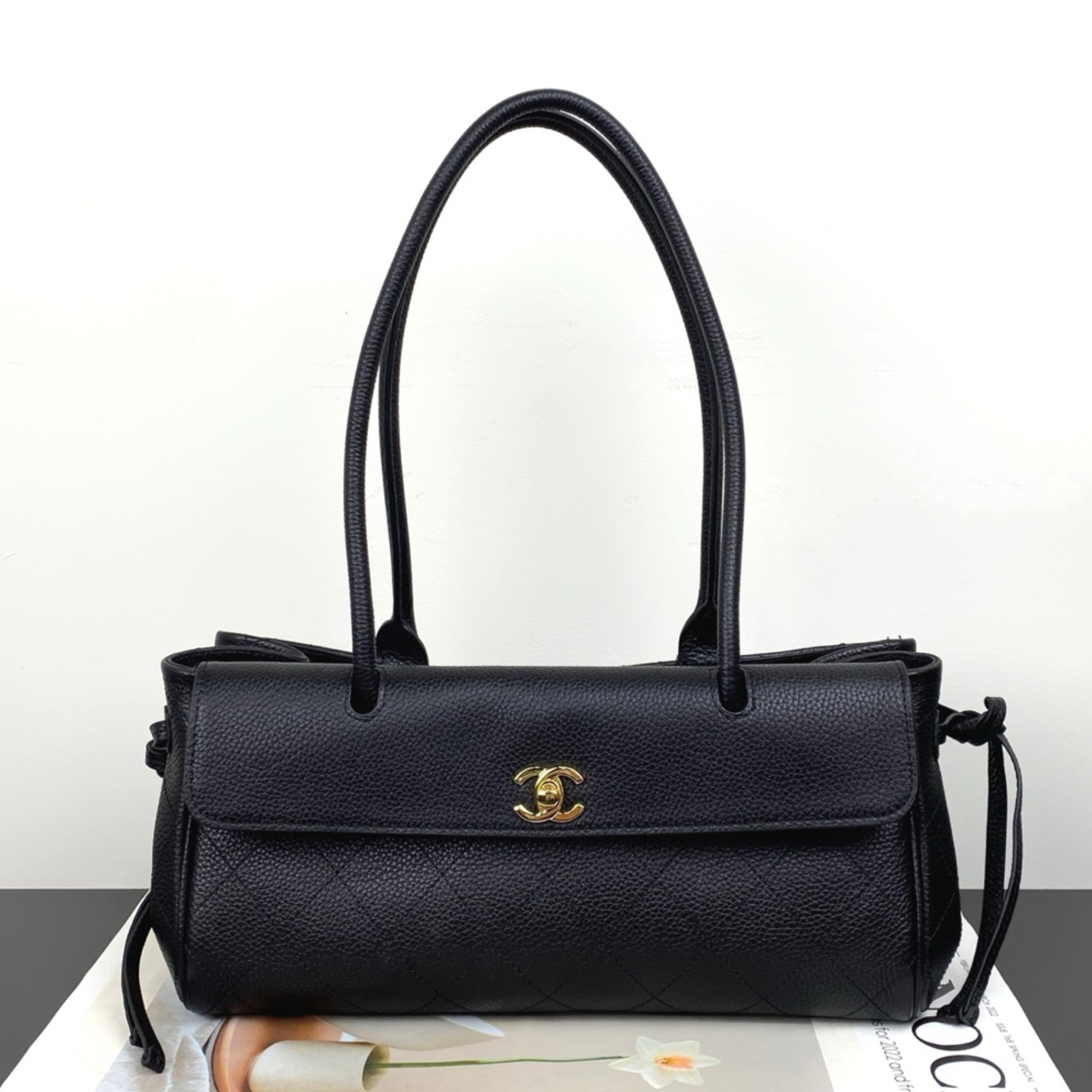 Chanel Urban Essential Tote Light Black Caviar Gold Hardware 30cm/11.8in
