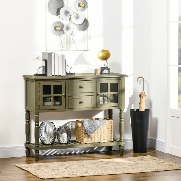 Homcom Vintage Console Table With 2 Drawers And Cabinets Retro Sofa Table For Entryway Living Room And Hallway