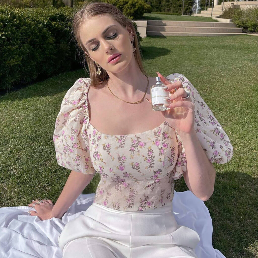 Floral Tie Back Puff Sleeve Crop TopClistos