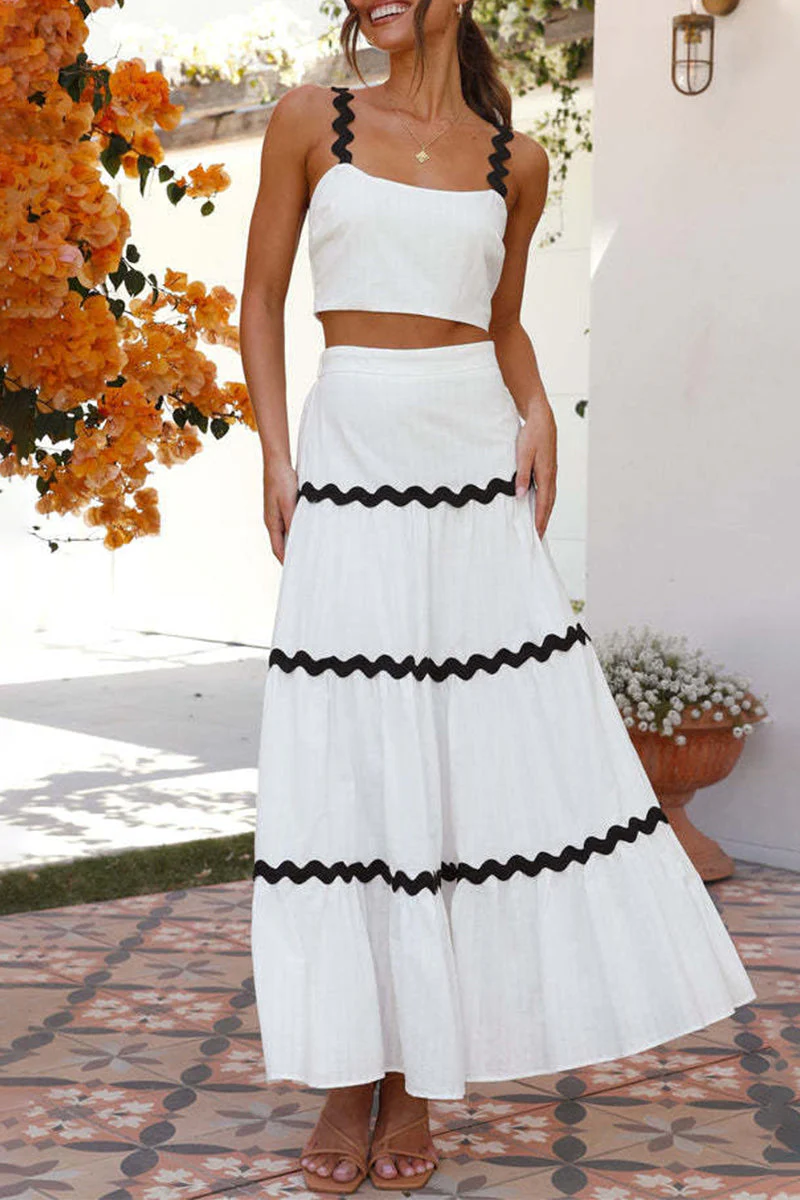 Colorblock Square Neck Sleeveless Two-Piece SetClistos