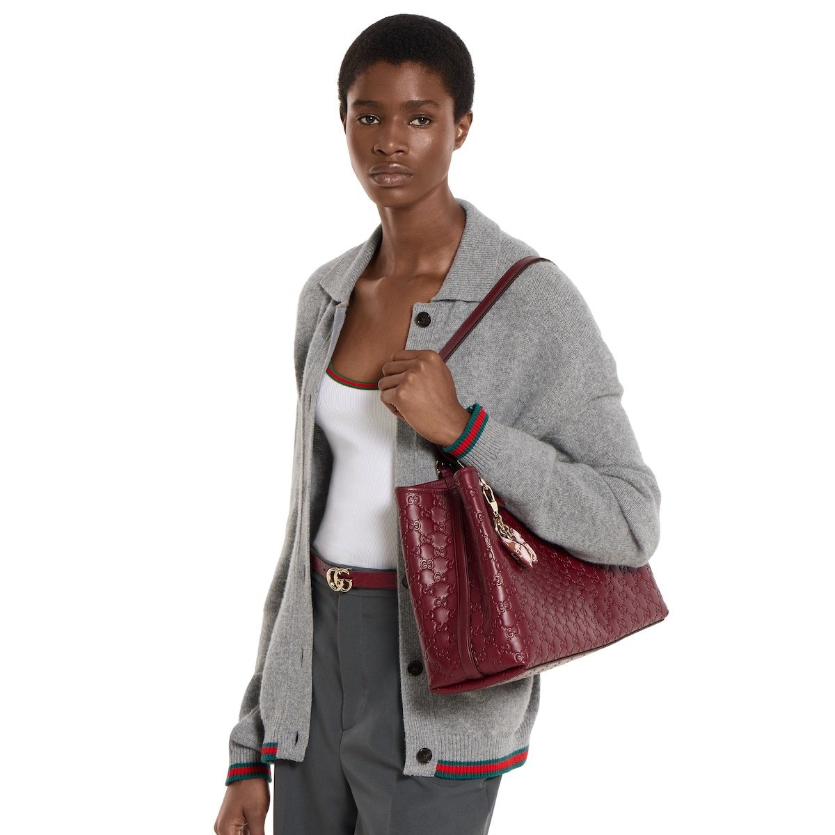 Gucci Rosso Ancora GG Embossed Leather Tote Bag 38cm/15in