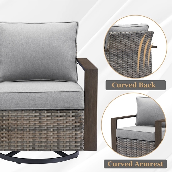 Patio Bistro Set with Rocking Chairs with Ottomans