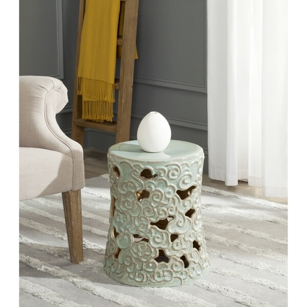 SAFAVIEH Ocean Cloud Reactive Blue Ceramic Decorative Garden Stool