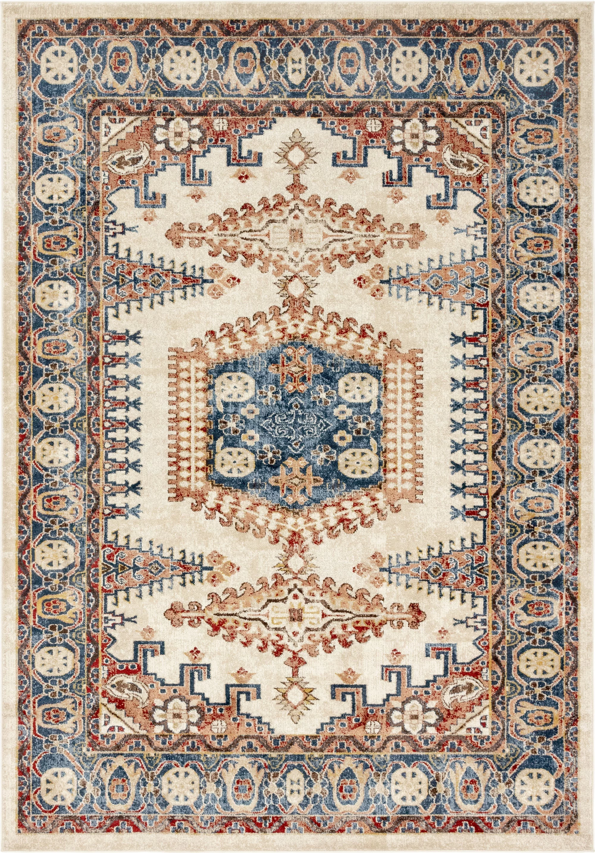 Rugs.com Eden Collection Rug – 7' x 10' Cream Medium Rug Perfect For Bedrooms, Dining Rooms, Living Rooms