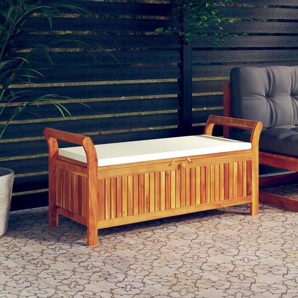 vidaXL Patio Storage Bench Gray/White 35.8