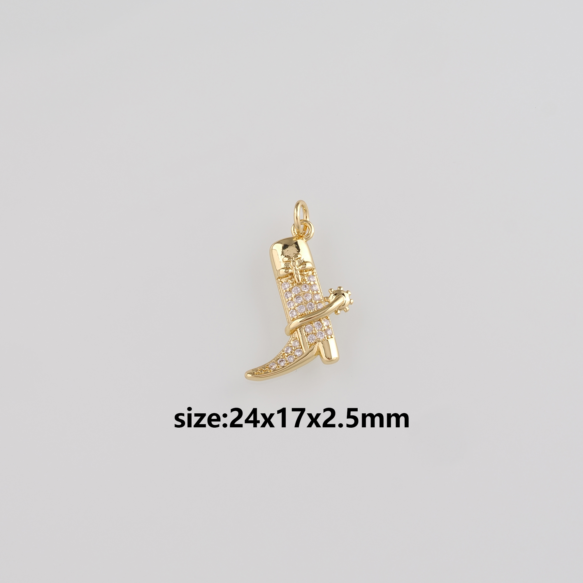 18K Gold Filled Cowboy Boots Pendant,CZ Micro Pave Shoe Charm Earrings Necklace for DIY Jewelry Making Supply