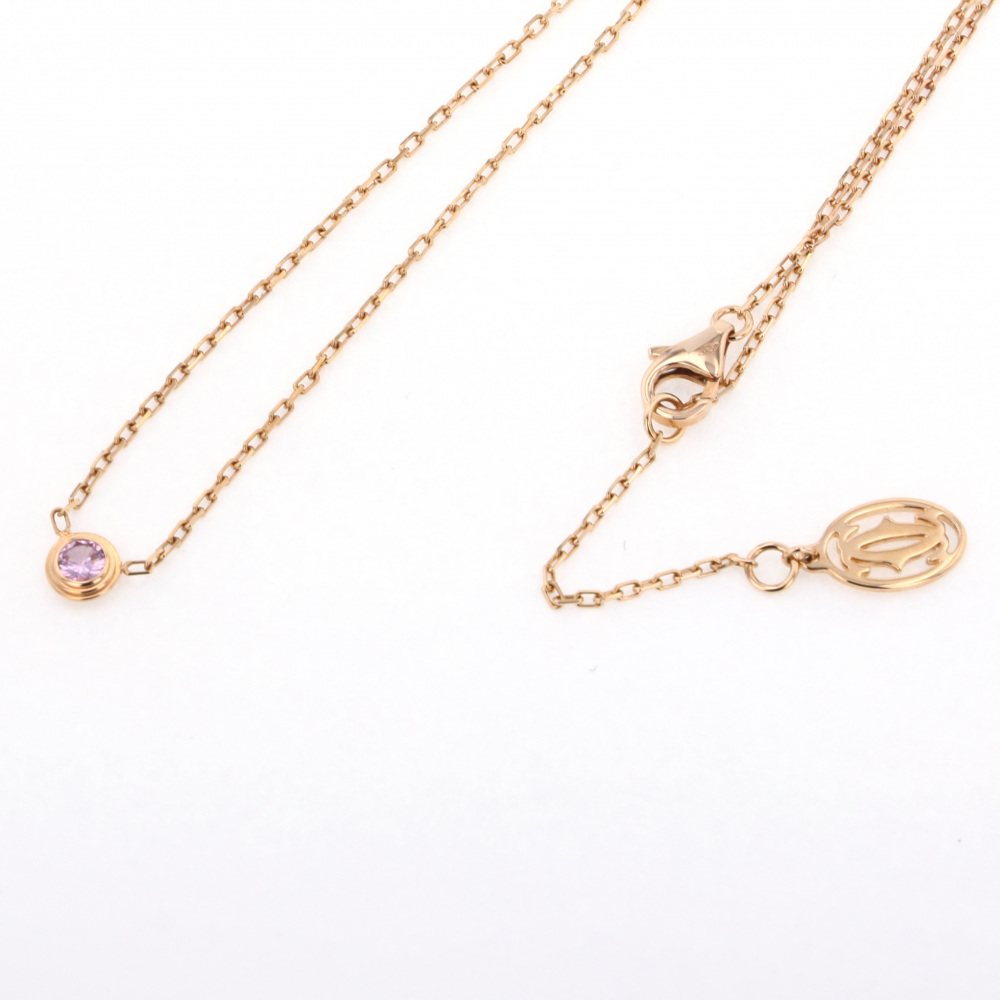 Cartier Pink Gold Diaman Leger Necklace K18PG Sapphire