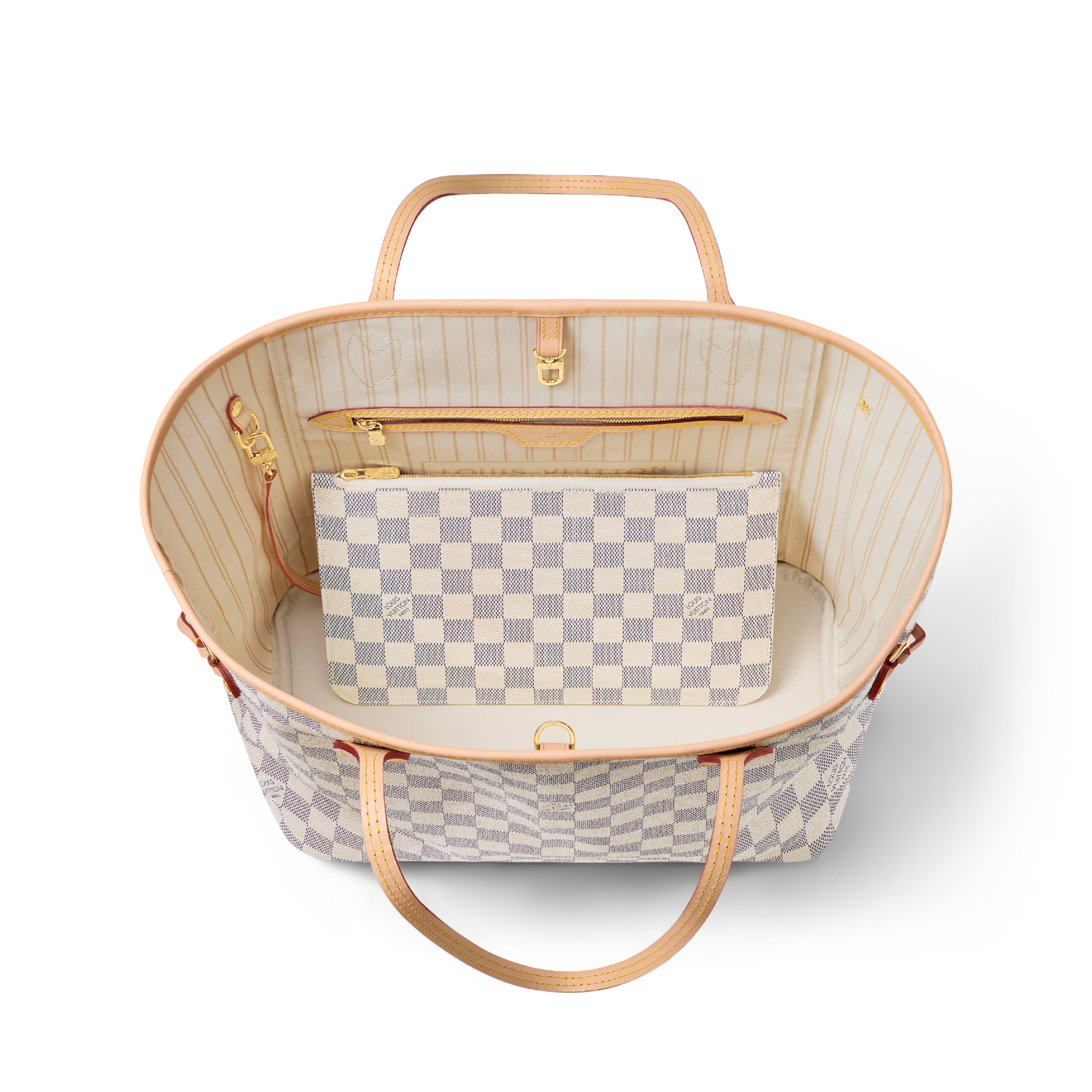 Louis Vuitton Damier Azur Canvas Neverfull MM Tote Bag – Beige