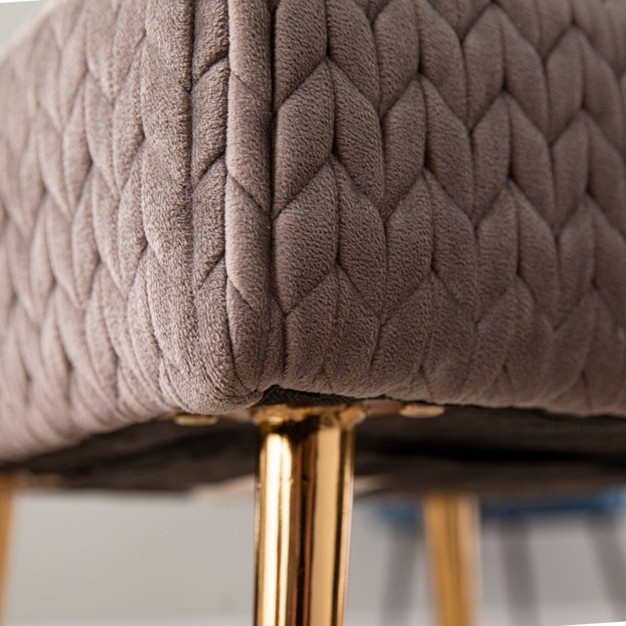 Wegre Woven Upholstered Ottoman Gray gold Aiden Lane