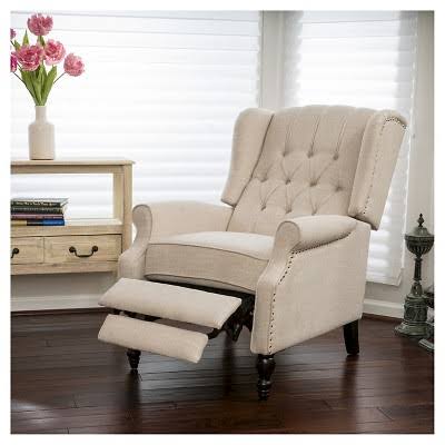 Christopher Knight Home Walter Fabric Recliner Club Chair, Light Beige