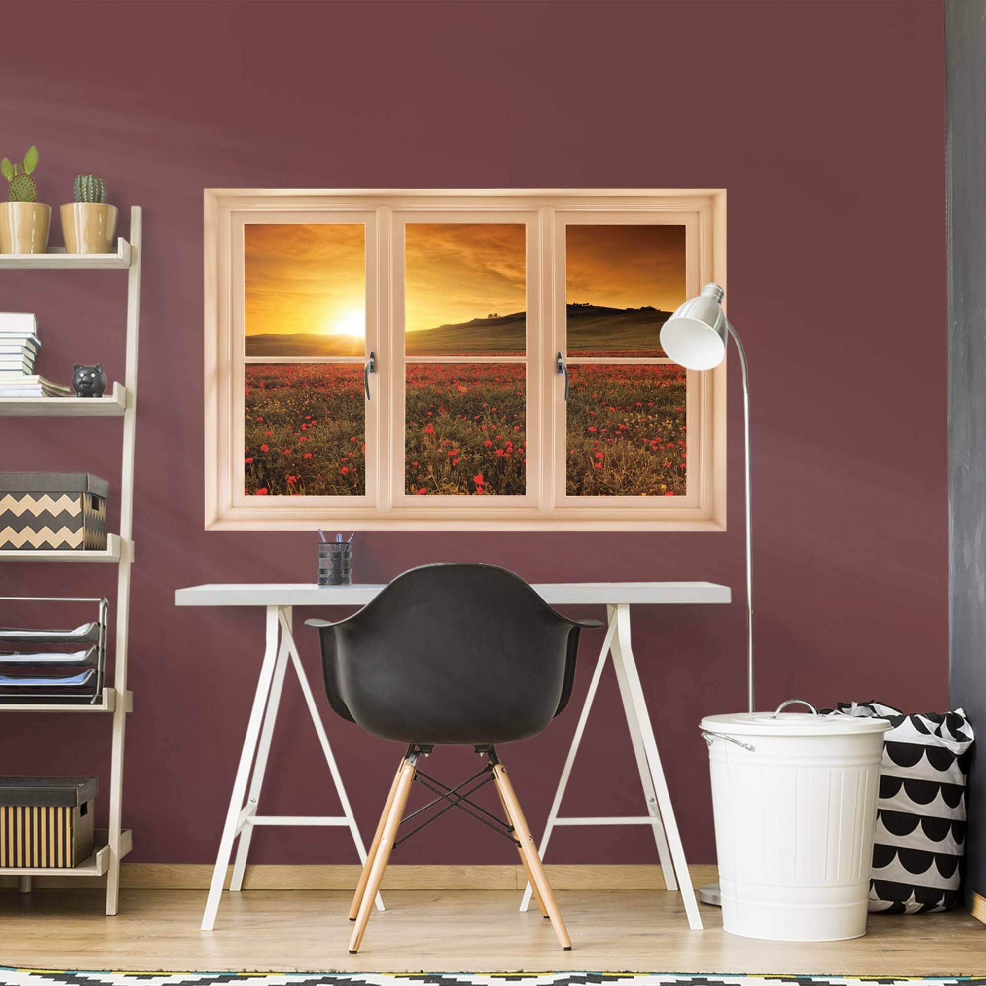 Fathead Wall Decal, Poppy Field at Sunset, Tuscany Instant Window