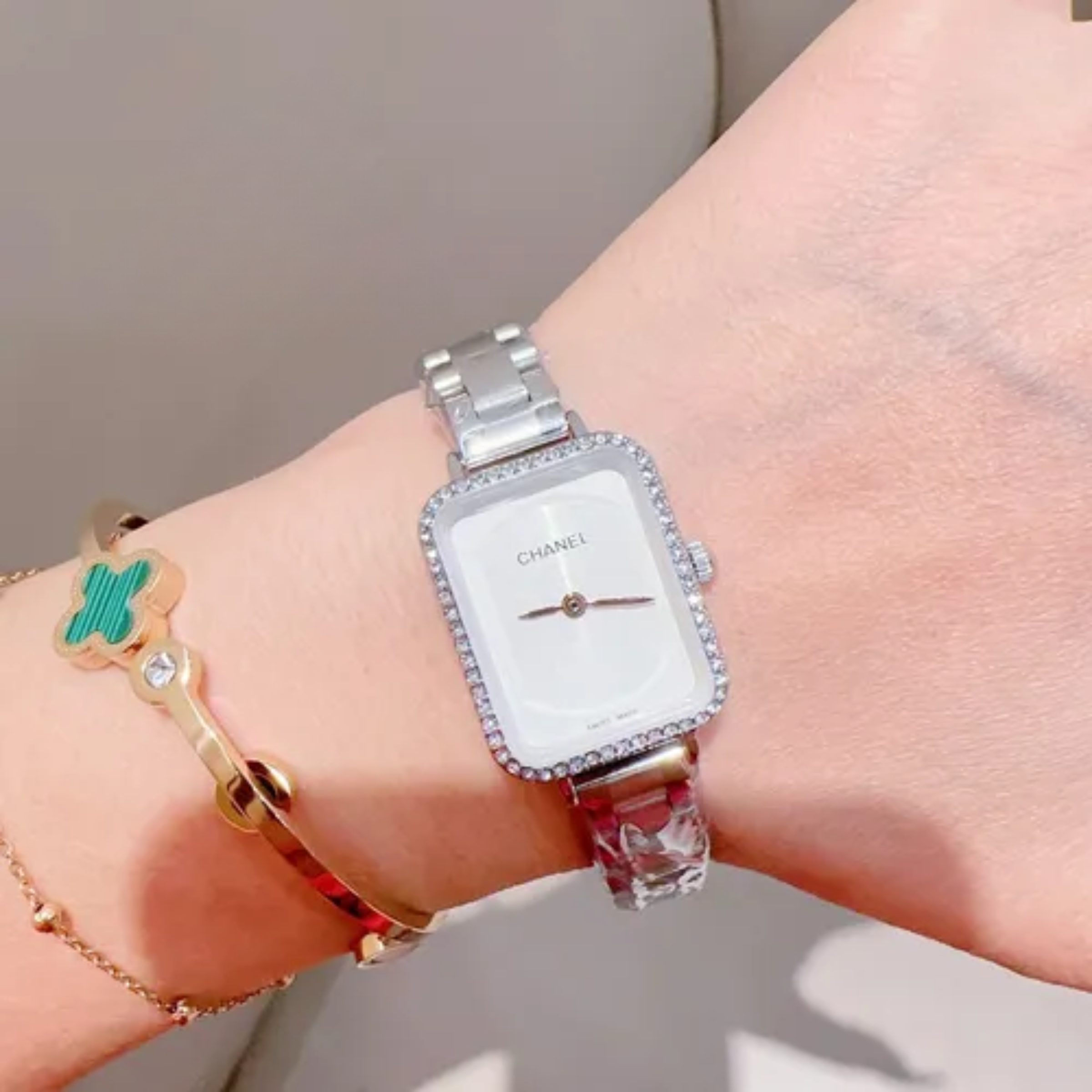 Chanel Première Silver Diamond-Edge Watch White Dial