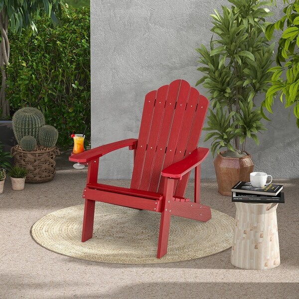 Costway Patio HIPS Adirondack Chair with Cup Holder Weather Resistant